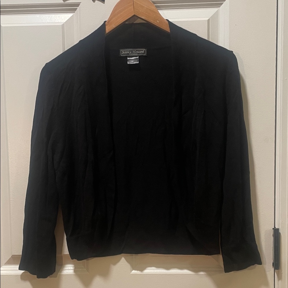 Jessica Howard Classic Black Women's Open Cardigan Size Medium